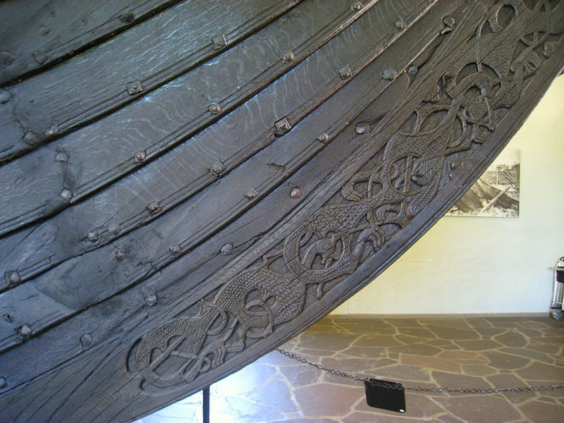Oseberg ship detail showing animal interlacing