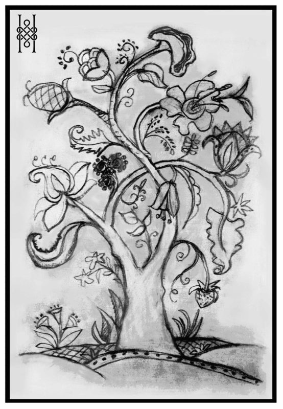 Tree of Life in Jacobean embroidery style